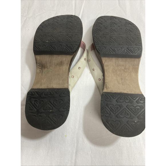 Roxy Quicksilver Vintage Moonstone Wood Sandal With Bling And Thick Heel Y2K - Picture 6 of 6